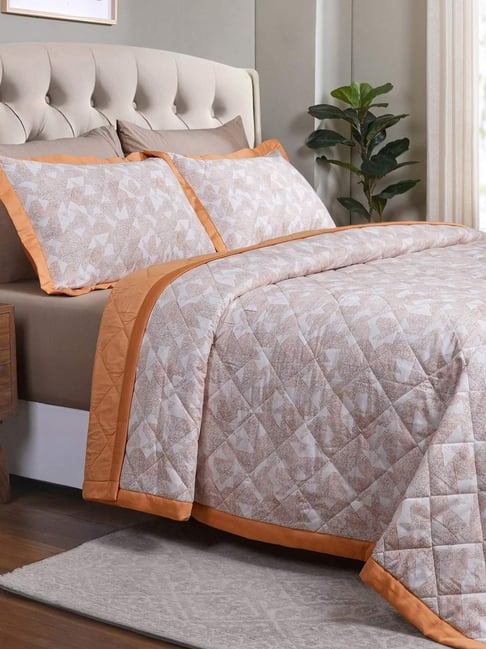 Maspar Eclectic Geo Orange Cotton Blend Printed 200 TC Double Quilt