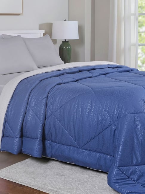 Maspar Glister Blue & Grey Polyester Printed 250 TC Single Quilt-image-6