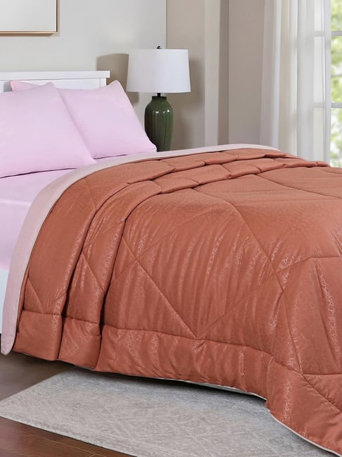 Maspar Glister Rust & Pink Polyester Printed 250 TC Single Quilt-image-48