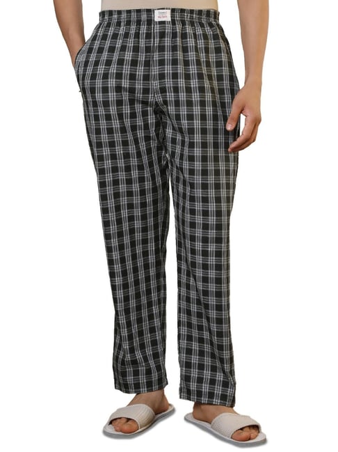 Sleepz by Raymond Dark Green Cotton Checked Regular Fit Pyjama