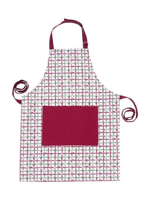 Maspar Red Cotton Printed Geometric Regular Apron-image-29