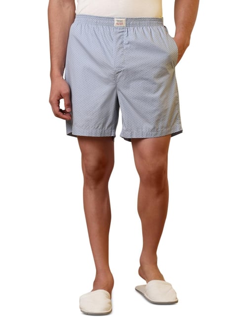 Sleepz by Raymond Medium Blue Pure Cotton Printed Regular Fit Boxers-picture-35
