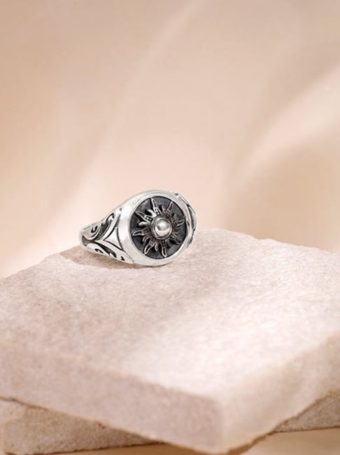 GIVA 925 Silver Oxidised Solace Sun Ring for Him