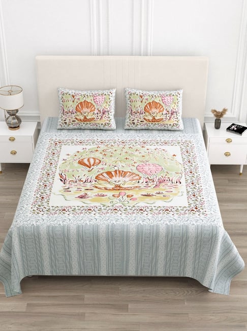 JaipurFabric Multicolor Cotton Printed 200 TC Double Bedsheet with 2 Pillow Covers-picture-20