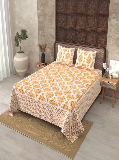 JaipurFabric Multicolor Cotton Printed 180 TC Double Bedsheet with 2 Pillow Covers-picture-34