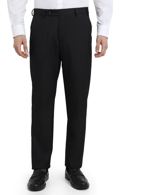 Park Avenue Dark Violet Solid Regular Fit Trousers-picture-11