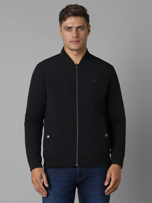 Louis Philippe Black Cotton Regular Fit Jacket