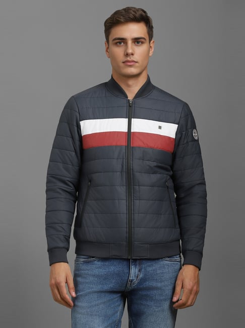 Louis Philippe Navy Regular Fit Striped Jacket-picture-10