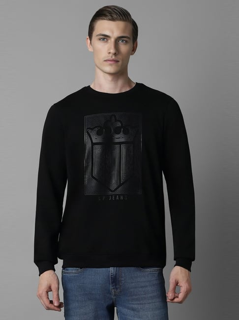 Louis Philippe Black Cotton Regular Fit Printed Sweatshirt-picture-28