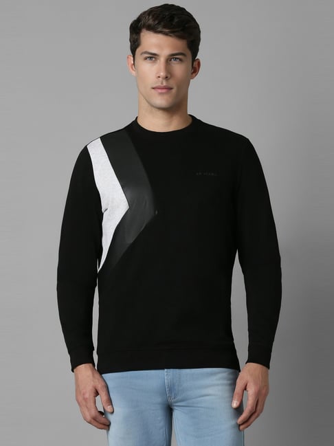 Louis Philippe Black Cotton Regular Fit Printed Sweatshirt-picture-37