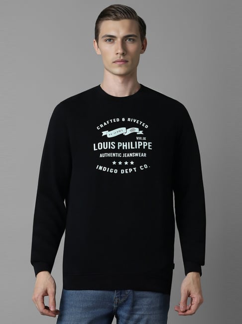 Louis Philippe Black Cotton Regular Fit Printed Sweatshirt-picture-38