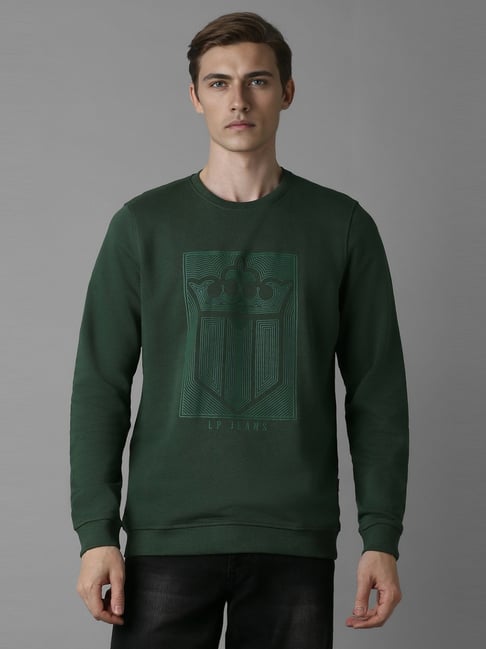 Louis Philippe Green Cotton Regular Fit Printed Sweatshirt-picture-30