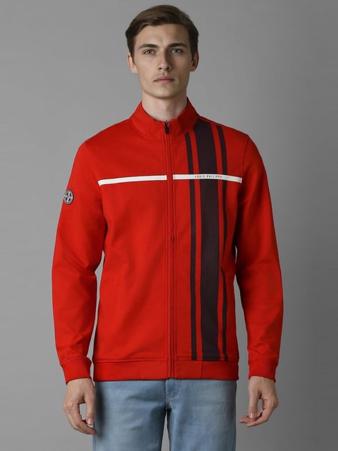 Louis Philippe Red Cotton Regular Fit Printed Sweatshirt-picture-18