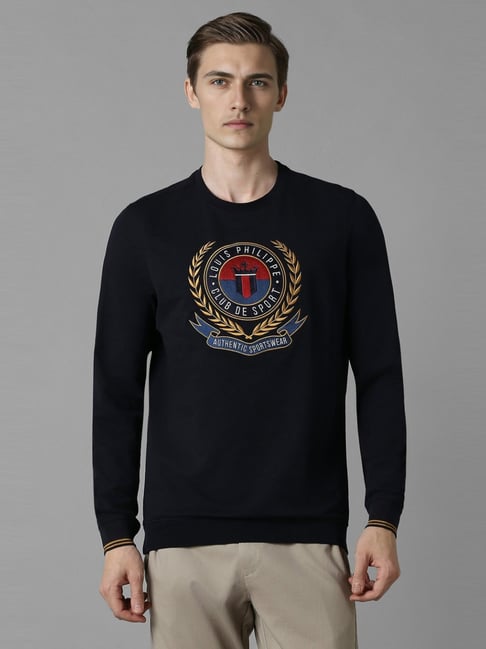 Louis Philippe Black Cotton Regular Fit Printed Sweatshirt-picture-39