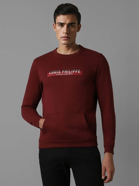 Louis Philippe Maroon Cotton Regular Fit Printed Sweatshirt-picture-44