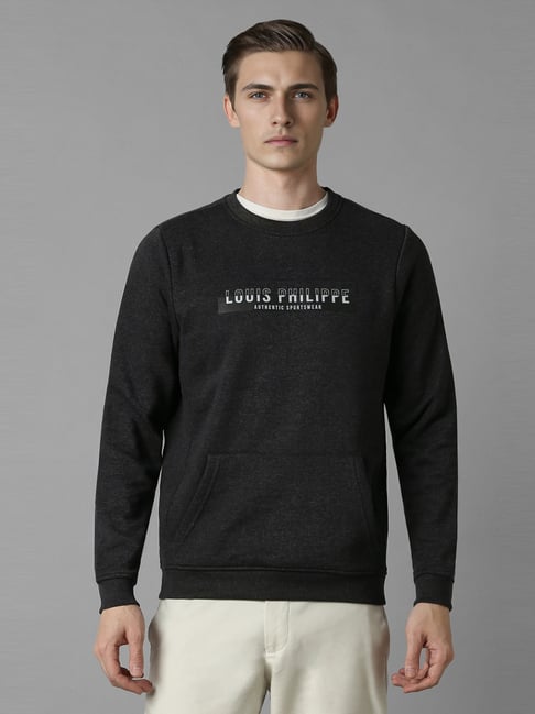 Louis Philippe Black Cotton Regular Fit Printed Sweatshirt-picture-35