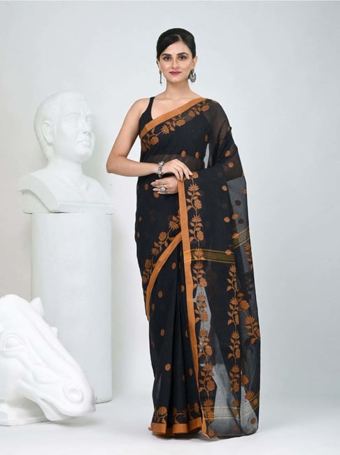 Charukriti Black Cotton Woven Design Saree-picture-26
