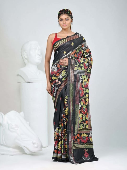 Charukriti Black Embroidered Saree With Unstitched Blouse-picture-31