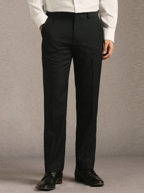 Louis Philippe Black Regular Fit Trousers-picture-24