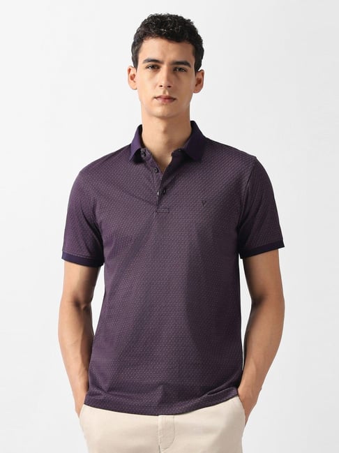Van Heusen Purple Cotton Regular Fit Printed Polo T-Shirt-picture-42