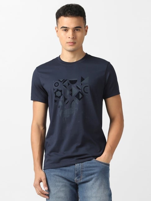 Van Heusen Navy Cotton Regular Fit Graphic T-Shirt-picture-44