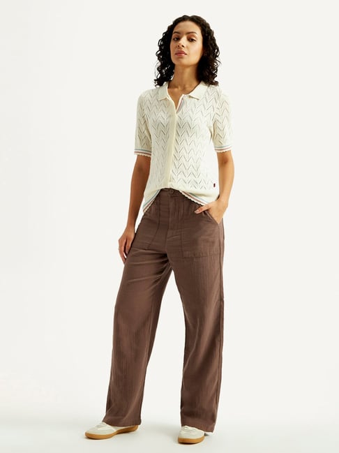 Levi's Women's Mid Rise Brown Loose Fit Trousers