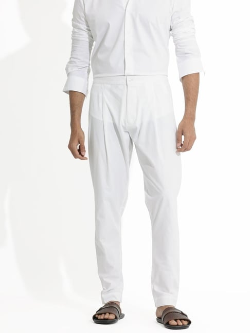 Rare Rabbit White Viscose Solid Slim Fit Pyjama-picture-45