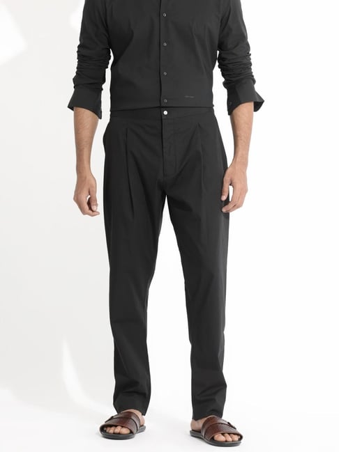 Rare Rabbit Black Viscose Solid Slim Fit Pyjama-image-47