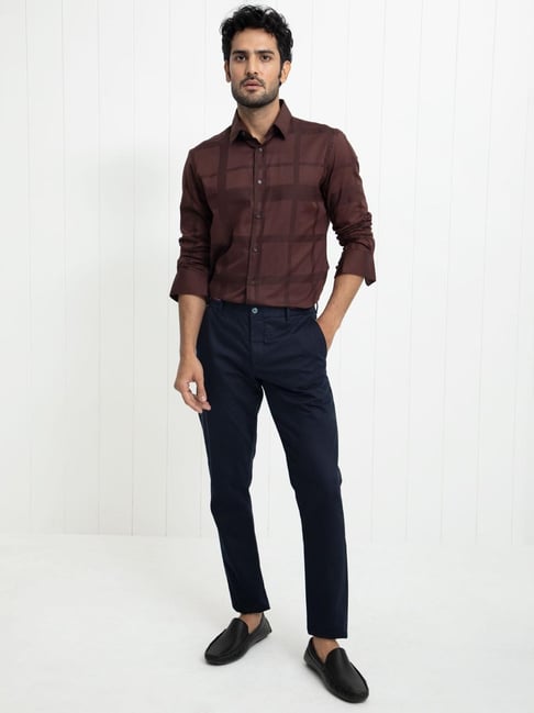 Rare Rabbit Brown Cotton Checked Regular Fit Formal Shirt-picture-35