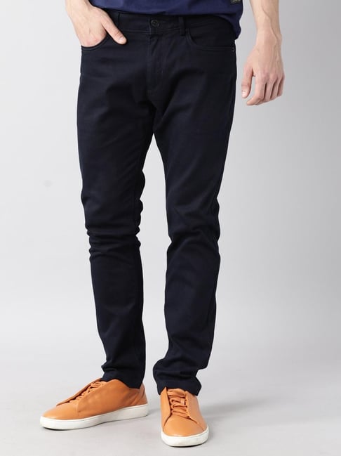 Rare Rabbit Navy Cotton Solid Regular Fit Formal Trousers-image-15