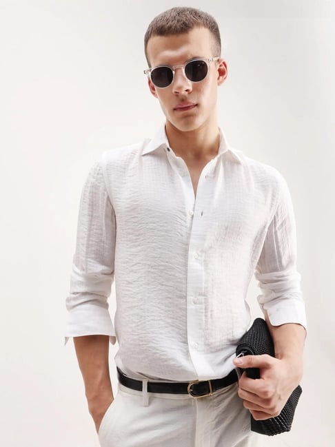 Rare Rabbit White Cotton Solid Regular Fit Casual Shirt-picture-31