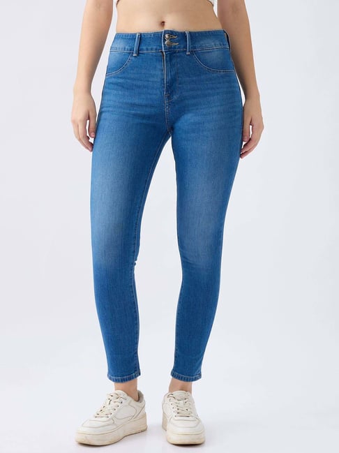 Spykar Mid Blue Cotton Extra Skinny Fit Jeans