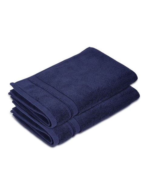 Boutique Living Platinum Pulse Navy Blue Cotton Blend Hand Towels - Set of 2-picture-24