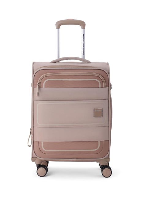 American Tourister Brown Phillyplus Color Block Small Soft Sided Cabin Trolley-image-24