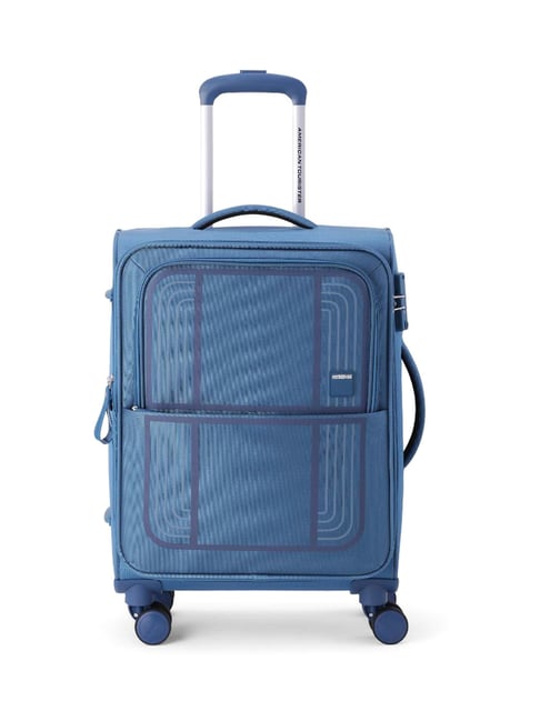 American Tourister Blue Bernplus Printed Small Soft Sided Cabin Trolley-image-32