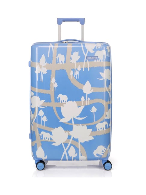 American Tourister Blue x Love Child Masaba Printed Small Hard Sided Cabin Trolley-image-19