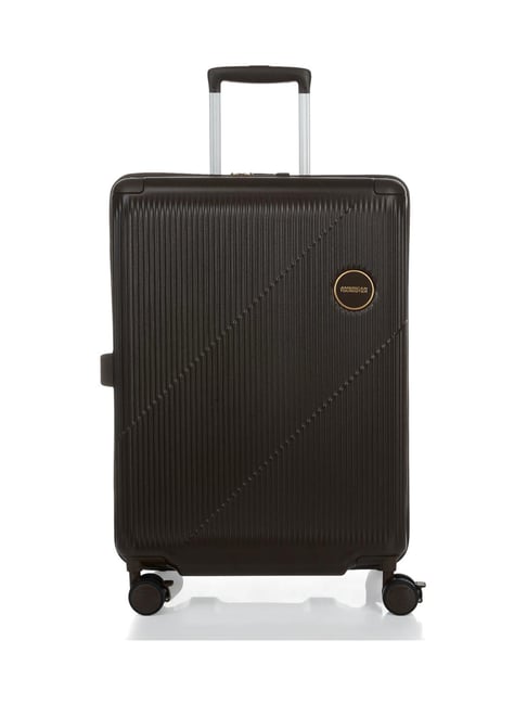 American Tourister Brown Alcove+ Striped Medium Hard Sided Checked Luggage