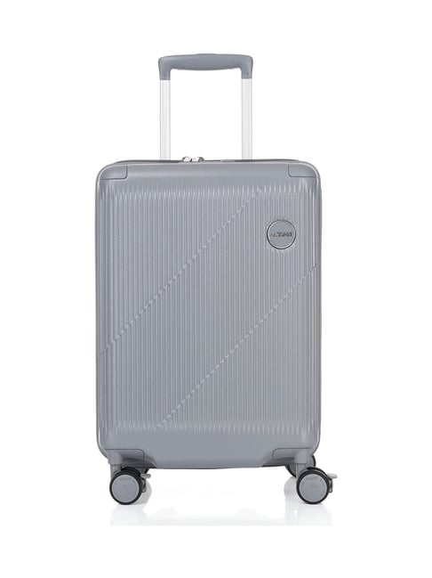 American Tourister Grey Alcove+ Striped Small Hard Sided Cabin Trolley-image-9