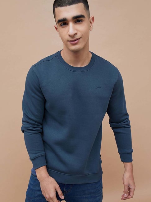 Fame Forever By Lifestyle Dark Blue Cotton Regular Fit Sweatshirt-picture-16