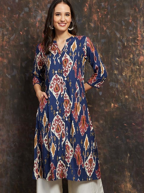 Melange By Lifestyle Indigo Regular Fit Printed Kurta-picture-24