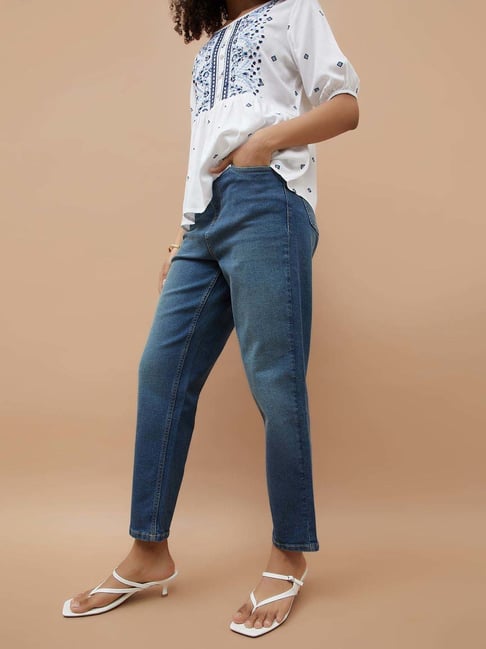Fame Forever By Lifestyle Mid Blue Cotton Regular Fit Jeans-picture-17