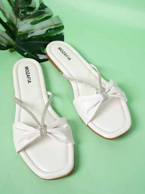 Mozafia Women's White Casual Sandals-picture-23