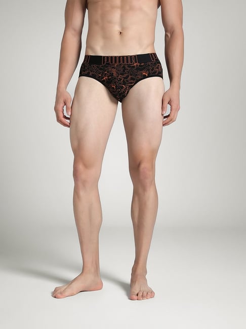 Puma Black Bamboo Printed Regular Fit Briefs