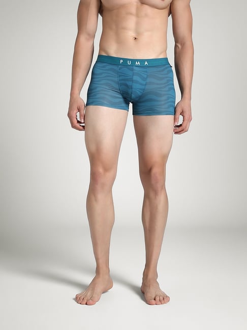 Puma Blue Nyl Printed Regular Fit Trunks