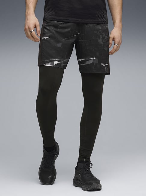 Puma Black M Run Velocity RUNNING FOUNDATIONS AOP Printed Regular Fit 7" Shorts