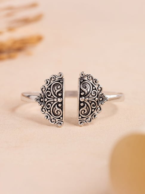 Voylla Silver Boho Tribe Gypsy Oxidised Cuffs Bracelet-picture-30