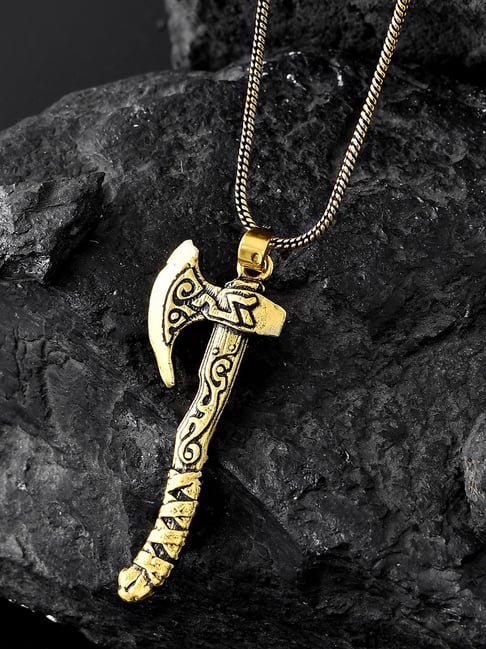 Voylla Gold Statement Axe of Valor Pendant - Main Image