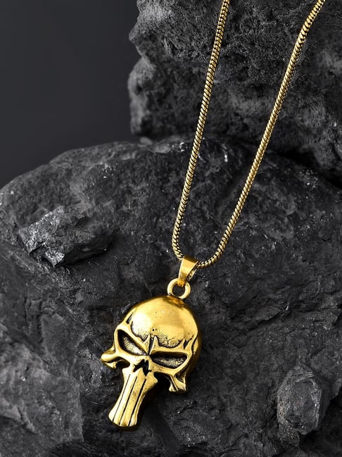 Voylla Gold Statement The Golden Skullmark Pendant-picture-46