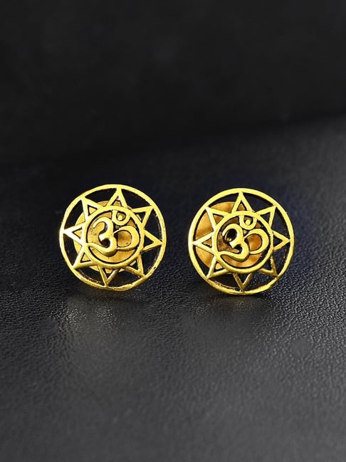 Voylla Gold Statement Om Mandala Stud Earrings-picture-10