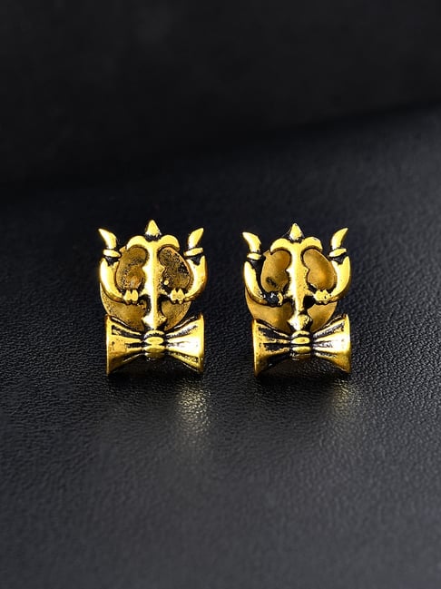 Voylla Gold Statement Golden Rudra Stud Earrings